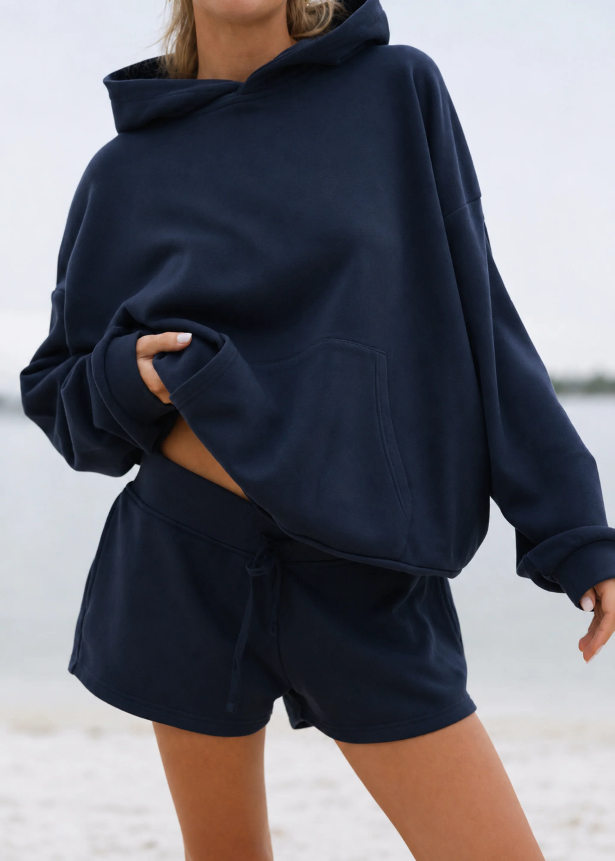 Ribbed Mini Shorts - Navy - Image 2
